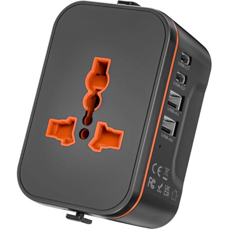 Universal-Reisesteckeradapter, Universal-Reiseadapter mit 2 USB und 2 USBC