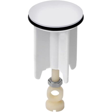 Universal Replacement Kitchen Bathroom Sink Drain Plug, Adjustable Height, Chrome Plated Brass, White, 40mm