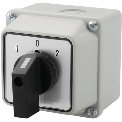 Universal rotary switch, main switch, outdoor box, power switch, ON-OFF-ON, 3 positions, 2 phases, 8 terminals, CE, switch
