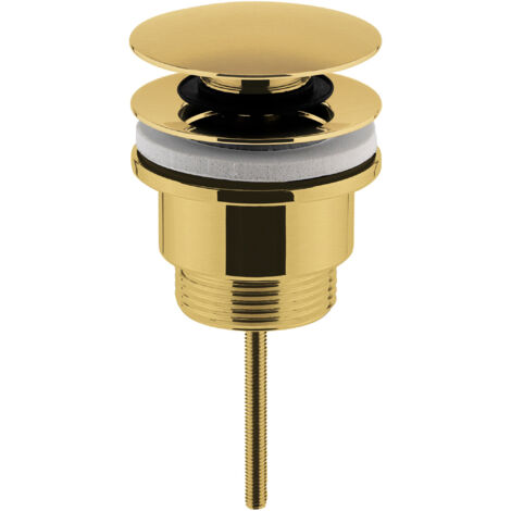 Universal Round Push Button Basin Waste, Slotted & Unslotted - Brushed Brass