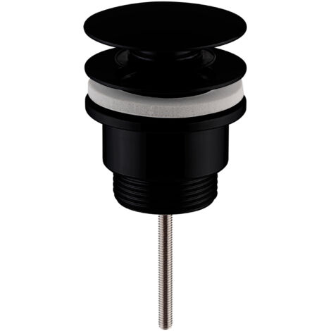 Universal Round Push Button Basin Waste, Slotted & Unslotted - Matt Black