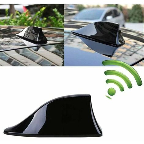 Universal Shark Fin Car Antenna - Antena de radio FM con base adhesiva impermeable (negro)