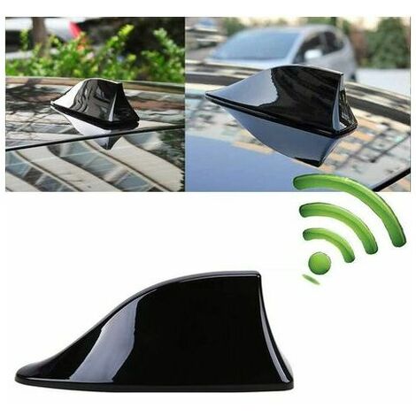 Universal Shark Fin Car Antenna - FM Radio Antenna with Waterproof Adhesive Base (Black)