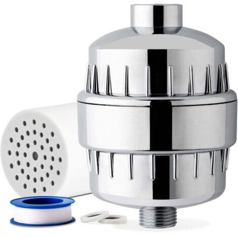 Universal Shower Filter with 15 Flow Levels and Replaceable Cartridge, for Better Skin, Softer Hair and Stronger Nails