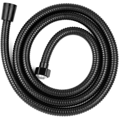 Universal shower hose, 2 m, anti-twist and corrosion-resistant stainless steel shower hose G1/2, black, YMYNY