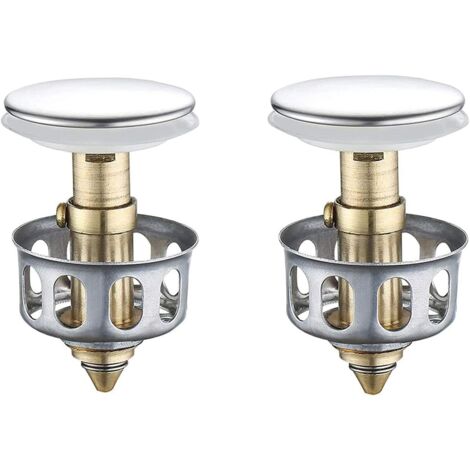 Universal Sink Bounce Drain Filter, Sink Pop Up Drain Stopper Bathroom Sink Drain Plug with Basket Kitchen Strainer Sink Drain Plug（2pcs）