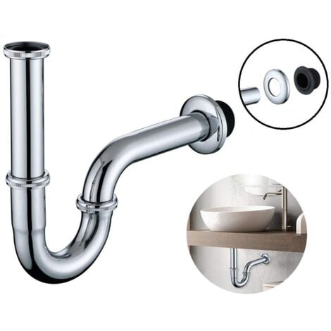 HOMELODY Universal Siphon für Waschbecken Röhrengeruchsverschluss in 1 1/4 x Ø 32 mm Röhrensiphon Edelstahl für Waschtisch Geruchsverschluss höhenverstellbar mit Wandrosette