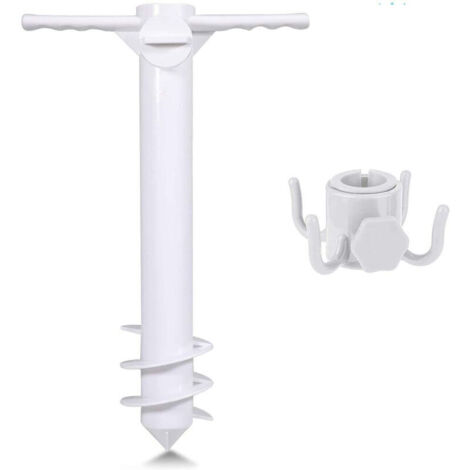 Universal Size Beach Umbrella Stand - Screw-in Ground Umbrella Holder - Withstands Strong Winds