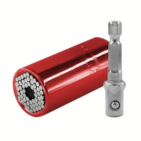 Universal-Steckschlüssel 7–19 mm, Professioneller Steckschlüsselsatz, Tragbarer Werkzeugsatz, Handliches Multifunktions-Reparaturset mit Bohr- und Ratschenadapter, Chromstahl