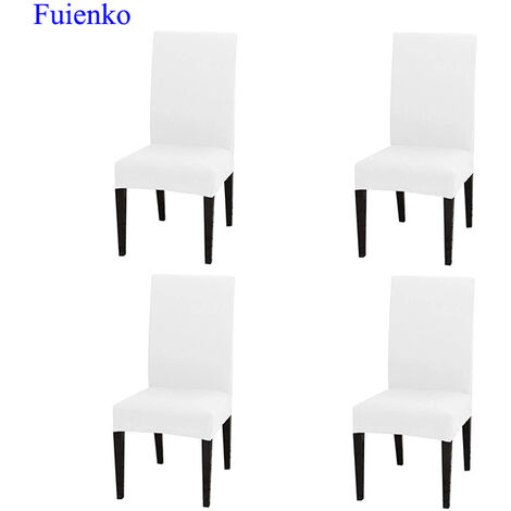 Universal Stretch Stuhlhussen,Abnehmbare Waschbar Stuhlbezug Weiß 6St FUIENKO