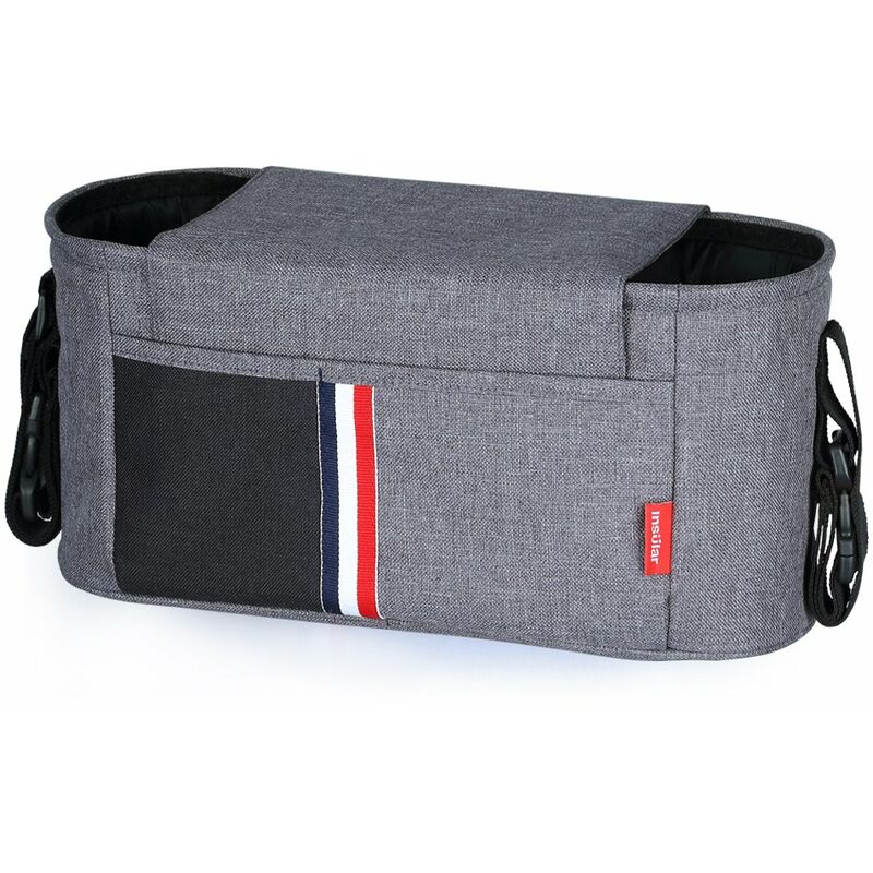 

Insular - Universal Stroller Organizer Bag Panal Botella Bolsa de almacenamiento Portavasos con correa para el hombro,Gris