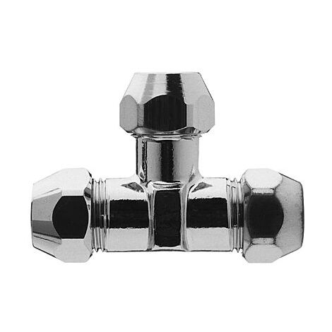 Universal T-Verschraubung 451412 Messing verchromt, 1/2"x12mm, mit 3 Quetschen