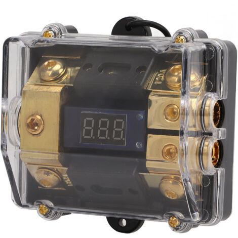 Universal-Verteilerblock für Auto-Audio – 1 Eingang, 2 Ausgänge für 0/2-Gauge-Kabel, Kupfer, 100 A, integrierter Sicherungsschutz
