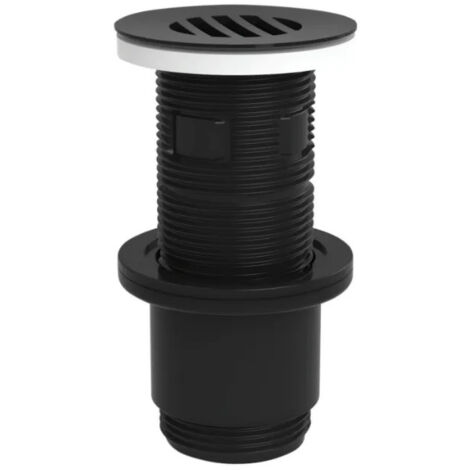 Universal-Waschtischablauf mit schwarzem Gitter, mit oder ohne Überlauf, 100 mm kürzbar