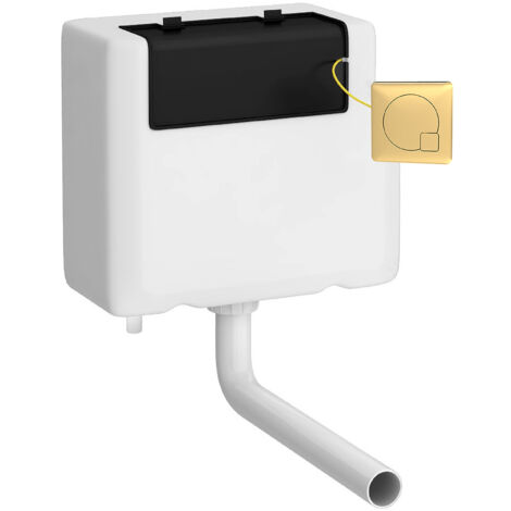 Universal Water Saving Dual Flush Bottom Inlet & Square Flush Plate - Brushed Brass