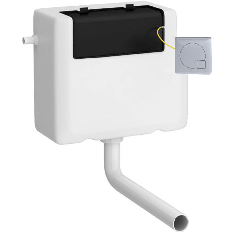 Universal Water Saving Dual Flush Side Inlet & Square Flush Plate - Chrome/White