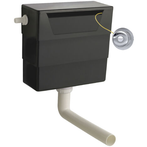 Universal Water Saving Dual Flush Side Inlet & Traditional Push Button - Chrome/Black