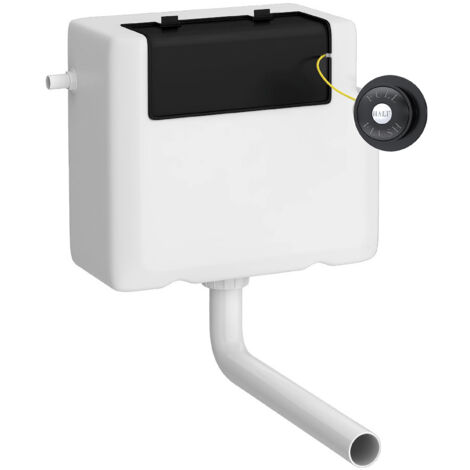 Universal Water Saving Dual Flush Side Inlet & Traditional Push Button - Matt Black/White