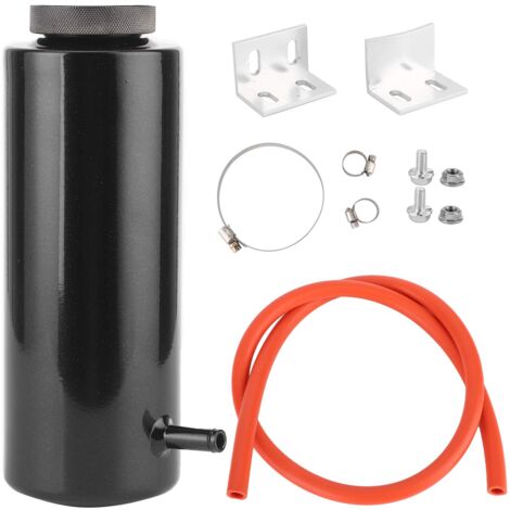 Universalauto Kühler Kühlmitteltank 800ml Kühlmittel-Ausgleichsbehälter Überlauf Ölbehälter Tank Kühlbehälter Flaschenbehälter Aluminium Billet Schwarz(Silber)