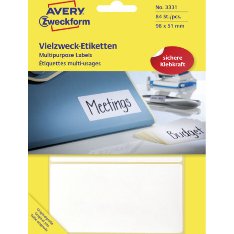 Universaletikett 98 x 51 mm (B x H) nicht wieder ablösbar Papier weiß 84 Etik./Pack.