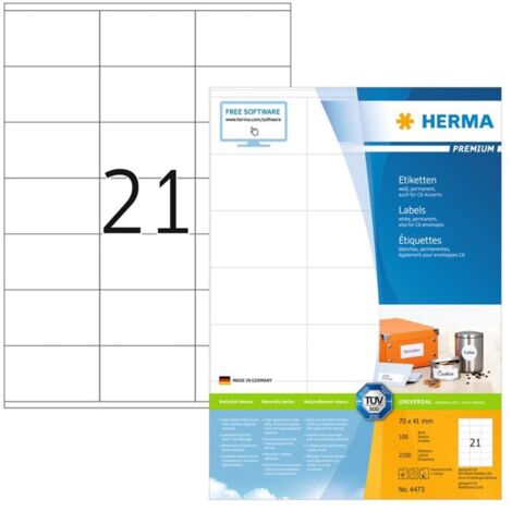 Universaletikett PREMIUM 70 x 41 mm (B x H) nicht wieder ablösbar Papier weiß 2.100 Etik./Pack.