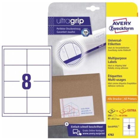 Universaletikett ultragrip 97 x 67,7 mm (B x H) Papier weiß 240 Etik./Pack.