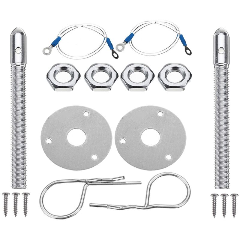 Image of Tlily - Universalhalterung Motorhaube Pin Lock Latch Kit Racing Legierung Silber