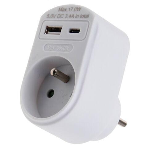 Universeel - adapter met usb charger 1x usb a + 1x usb c - 105234 - 5404001052344