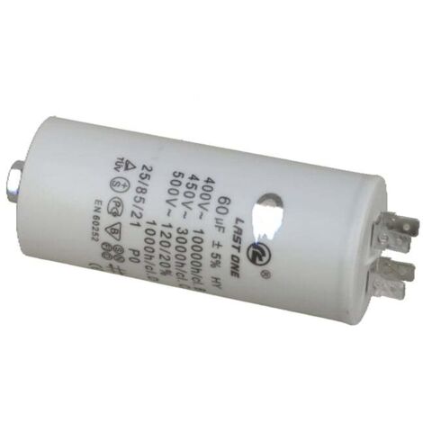 Universeel - condensateur 60 µf 450 vlongeur 11.5cmlargeur 5cm -