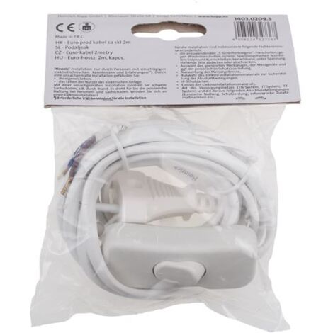 Universeel - cordon 2x0.75/2m avec interrupteur blanc -