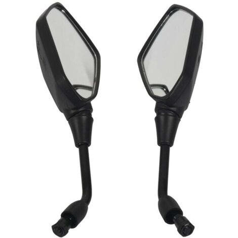 Universel 2 PièCes RéTroviseur Moto Grande Taille Noire Scooter Chrome vue ArrièRe Voir le Miroir LatéRal 10Mm
