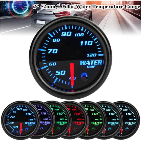 Universel 2&quot 52mm Jauge de Température d'Eau Numérique 7-Couleurs LED SWAGX
