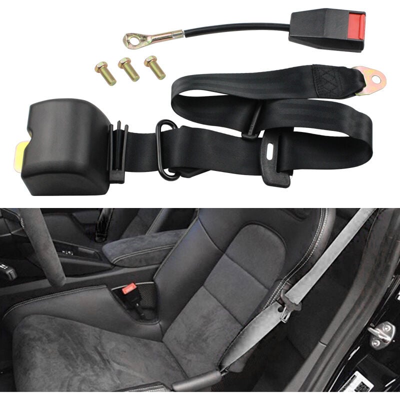 Fitags - Universel 3 Points Reglable Ceinture De Securite Du Vehicule Auto Voiture Car Seat Belt +Boulons—