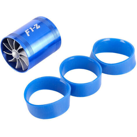 Universel 64mm Ventilateur de Double turbine Turbonator d'Admission d'Air de Voiture Supercharger Gas Fuel Saver Turbo Fan(Bleu)