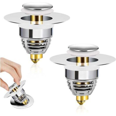 Universel Bonde de Lavabo Pop-Up, 2 Pièces Flitre de Vidange Anti-Bloqué, Bonde de Baignoire Anti-Odeur pour Les Trous de 32 à 40mm