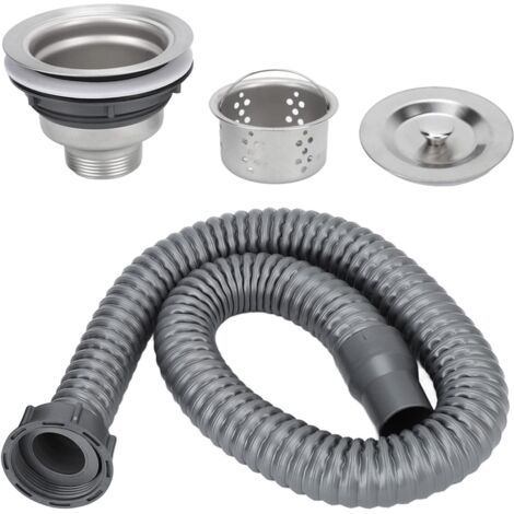 Universel Salle de Bain évier Bouchon Baignoire Bouchon de Vidange Crépine Acier Inoxydable Grande Taille Attrape-cheveux Vidange Crépine Ensemble avec Tube