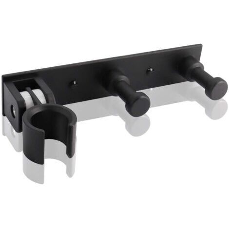 Universel Support Douchette avec 2 Crochet, Support Douche Mural en Alliage D'aluminium Réglable, Fixation Pommeau de Douche Auto-Adhesif Porte Pomme de Douche pour Tuyau de Douche