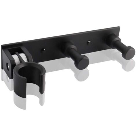 Universel Support Douchette avec 2 Crochet, Support Douche Mural en Alliage D'aluminium Réglable, Fixation Pommeau de Douche Auto-Adhesif Porte Pomme de Douche pour Tuyau de Douche