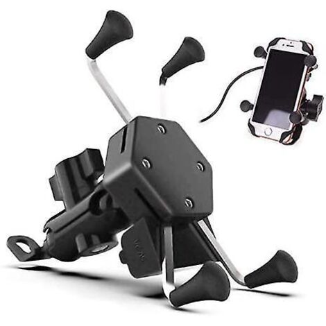 universel Support Telephone Moto Montage Pour Tlphone Portable Vlo Fall Prevention Berceau Collier Avec Rotation 360 Port De Chargeur D'usb Iphon