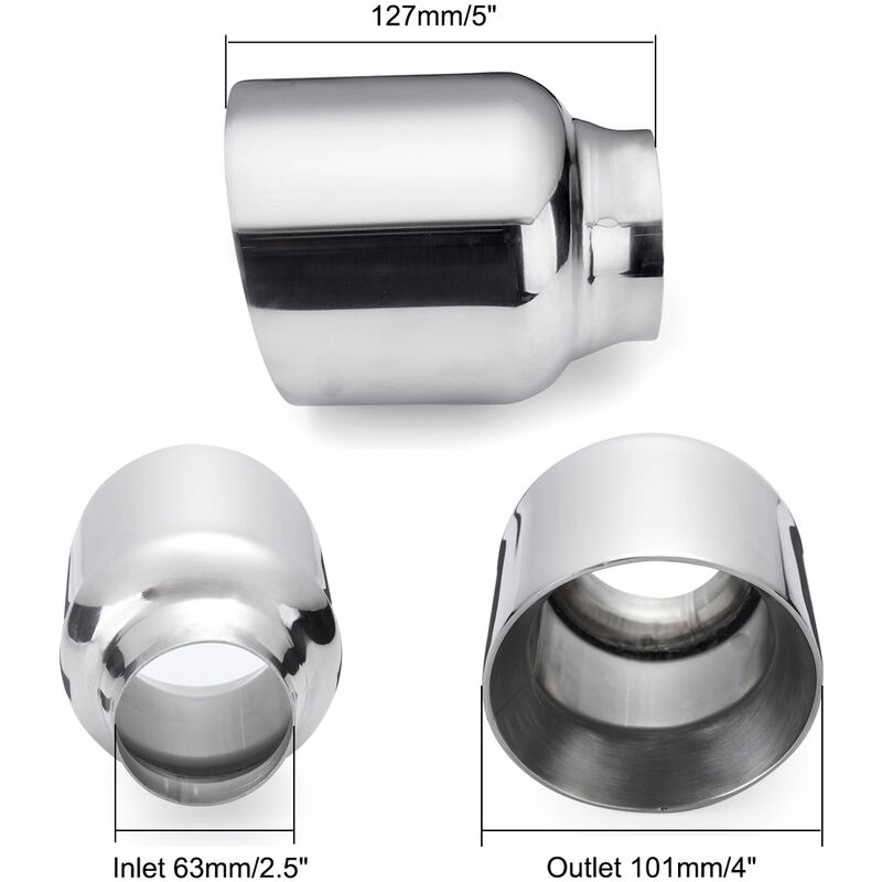 Universel Tube échappement Tuyau d'échappement Ronde Inclinée 63mm Entrée 101mm Sortie Fantablau