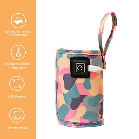 Universel USB Lait Chauffe-Eau Poussette de Voyage Sac Isolé  Chauffe-Biberon Portable pour Bébé Camouflage[S596]