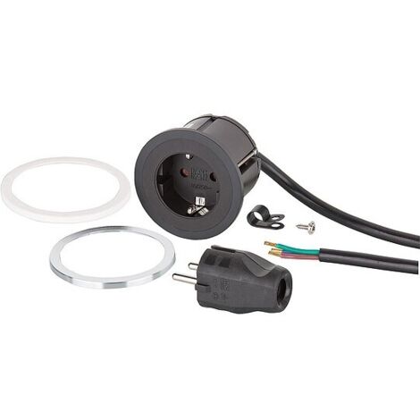 Universell einsetzbare Einbausteckdose PIX - 1x Schuko - Anschlusskabel 2,0 m