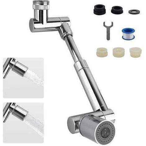 Universelle 1440° Prolongateur de Robinet, 2 Modes de Sortie d'Eau Robinet de Cuisine Multifonction Filtre Anti-Projections Rallonge de Robinet Pivotant pour Lavabo de Salle de Bains GROOFOO