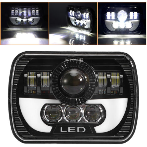 Universelle 90-W-LED-Scheinwerferleuchte (5 x 7 Zoll), wasserdicht, quadratisch, mit Fern- und Abblendlicht