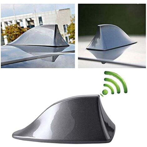Universelle Haifischflossenantenne fürs Auto – Autoantenne mit FM/AM-Radiosignal mit wasserdichter Klebebasis für Auto, SUV, LKW, Van (grau)
