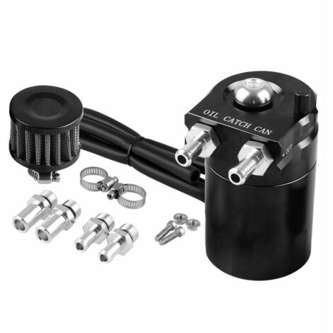 Universelle Huile Catch Peut, 300ml Air Filtre Reniflard Moteur Séparateur Réservoir à Huile Voiture Récupérateur d'Huile, Noir，Fonepro