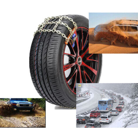 Universelle Schneekette für PKW, SUV, LKW, verstellbare Schneekette für schneebedecktes Gelände, Schlammwege, sandiges Gelände, Bergstraßen - Kleine 16-Zoll-Schneekette