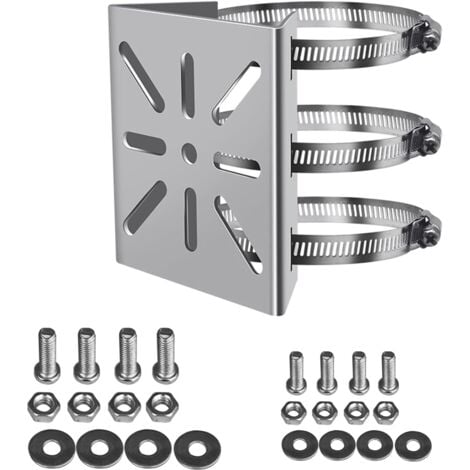 COOCHEER Universelle vertikale Masthalterung für Überwachungskameras, 3 Schlaufen Edelstahl-Eckhalterung, Masthalterung geeignet für CCTV-Kameras(100mm)