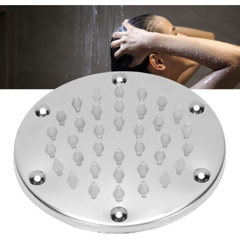 Universeller, 10,5 cm (4 Zoll) großer, feststehender Chrom-Duschkopf mit Anti-Verstopfungs-Funktion, wassersparendem, minimalistischem Design und einfacher Installation.