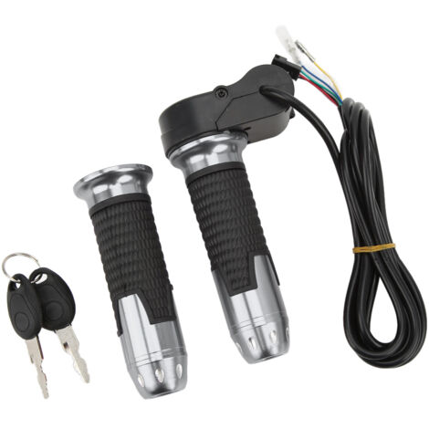 Universeller 12V-99V Gasgriff für E-Bikes und E-Scooter, mit Schlüsseln, grau